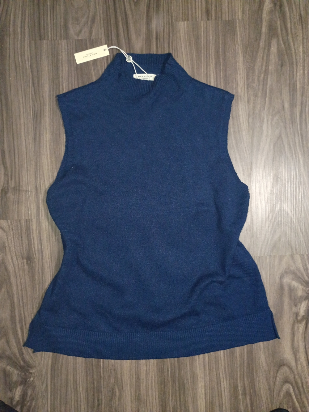 Max Studio Sleeveless Mock Neck Camisole - Navy Blue